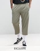 Reclaimed Vintage Inspired Relaxed Pants In Stripe - Green