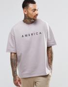 Asos Oversized Short Sleeve Printed Sweatshirt - Pale Lilac