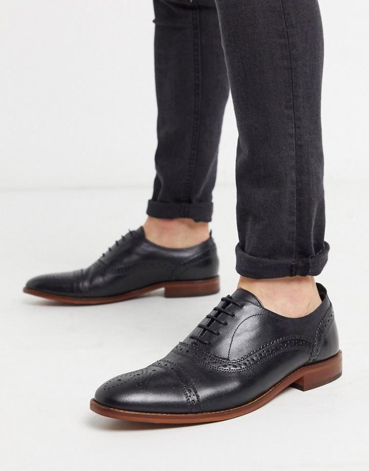 Base London Cast Brogues In Black Leather