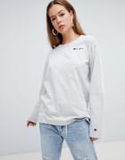 Champion Oversized Long Sleeve T-shirt With Front Script Logo - Gray