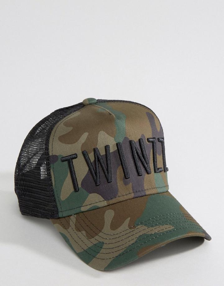 Twinzz Trucker Cap In Camo - Green