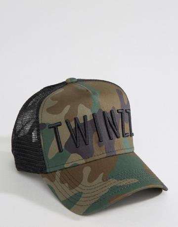 Twinzz Trucker Cap In Camo - Green