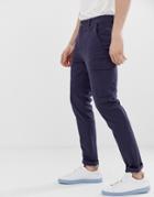 Asos Design Skinny Cargo Pants In Dark Blue - Blue