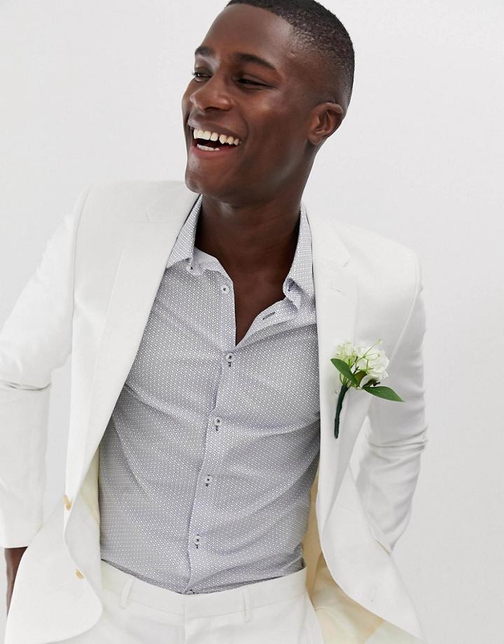 Burton Menswear Linen Suit Jacket In Ecru-cream