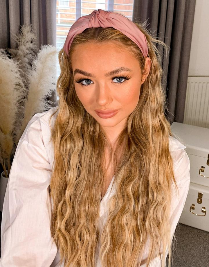 Asos Design Knot Headband In Dusky Pink Satin