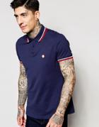 Pretty Green Polo Shirt With Tipping In Navy - Navy