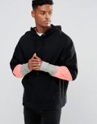Asos Oversized Hoodie With Color Blocking To Arms - Black