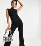 4th & Reckless Petite Belted Jumpsuit With Slit Detail In Black