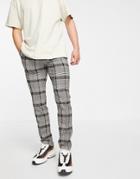 Topman Skinny Check Pant In Neutral And Navy