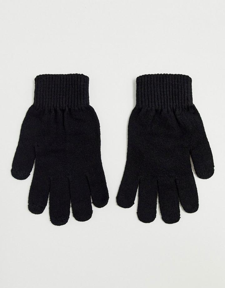 Asos Design Touch Screen Gloves In Recycled Polyester In Black - Black