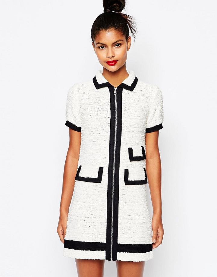Sonia By Sonia Rykiel Zip Front Dress In Ecru - Cream