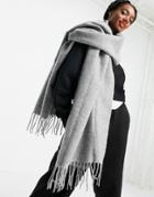 Asos Design Supersoft Scarf With Tassels In Mid Gray-grey
