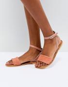 Asos Florence Leather Flat Sandals - Orange