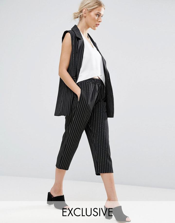 Zacro Cropped Pants Co-ord - Black