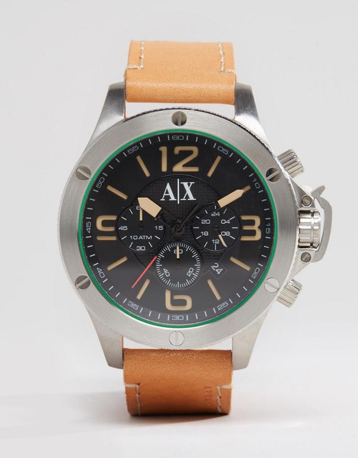 Armani Exchange Ax1516 Chronograph Leather Watch In Tan - Tan