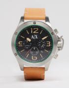 Armani Exchange Ax1516 Chronograph Leather Watch In Tan - Tan