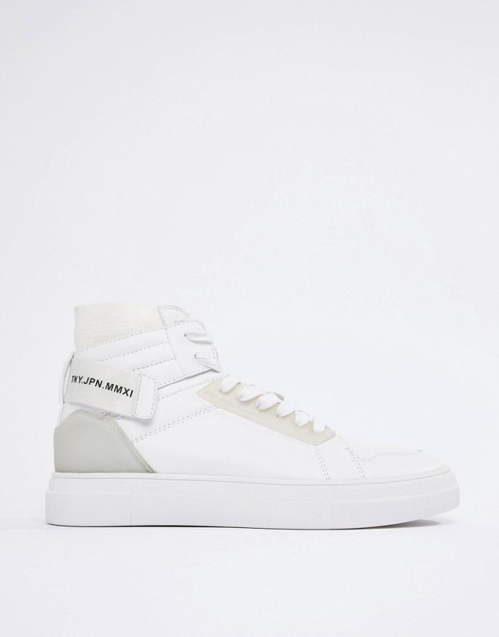 Asos Design High Top Sneakers In White With Translucent Panels - White