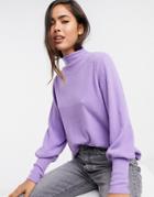 Y.a.s Knitted Sweater With Batwing Sleeves In Lilac-purple