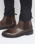 Asos Chelsea Boots In Brown Leather With Heavy Sole - Brown