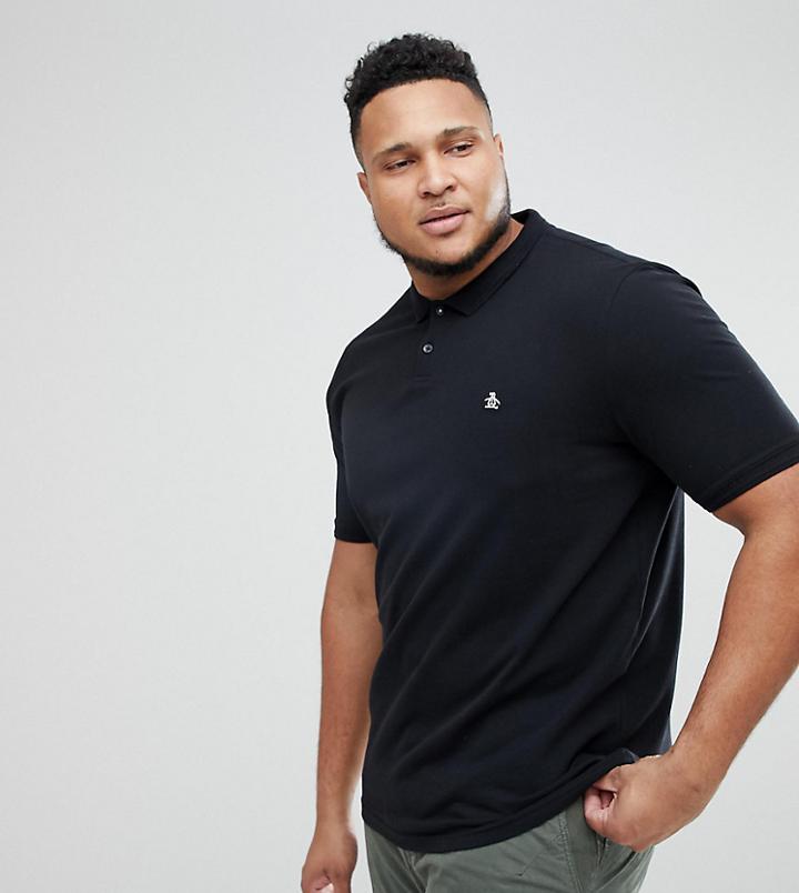 Original Penguin Plus Pique Polo Small Logo In Black - Black