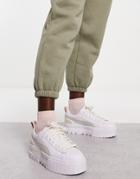 Puma Mayze Sneakers In White, Sage Green And Oatmeal