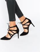 Asos Solar Lace Up Pointed Heels - Black