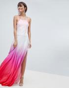 Asos Design Ombre Pleated Maxi Dress - Multi