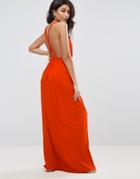 Asos Cross Back Jersey Maxi Beach Dress - Red