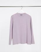 Asos Design Boxy Top With Seam Detail And Long Sleeve In Washed Ice Orchid-purple