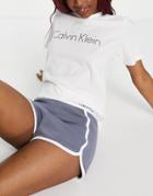 Calvin Klein Modern Cotton Lounge T-shirt And Short Set In Gray And White-multi
