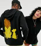 Disney The Lion King X Asos Design Unisex Oversized Hoodie With Simba And Mufasa Back Print - Black
