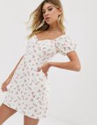 Talulah Avery Ditsy Floral Print Puff Sleeve Dress - Cream