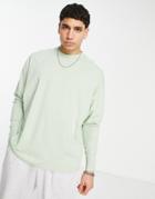 Asos Design Oversized Long Sleeve T-shirt In Light Green