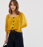 New Look Herringbone Blouse In Mustard-yellow