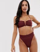Seafolly V Wire Bandeau Bikini Top In Plum - Purple