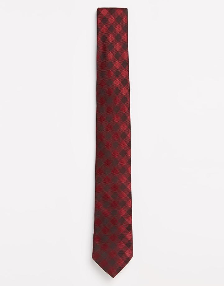 Noose & Monkey Check Tie - Red