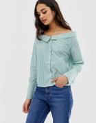 Only Bambi Stripe Off Shoulder Shirt - Red