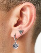 Classics 77 Drop Hoop And Stud Earring In Silver