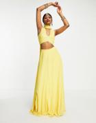 Maya Delicate Sequin Embellished Lehenga Maxi Skirt In Yellow-green