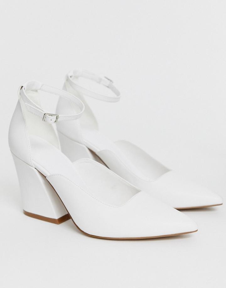 Asos Design Spotless Pointed Block Heels In White - White