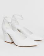 Asos Design Spotless Pointed Block Heels In White - White