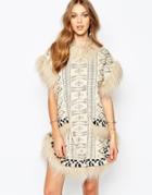 Anna Sui Mongolian Faux Fur Dress - Cream