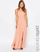Little Mistress Petite Maxi Dress With Embellished Strap - Peach
