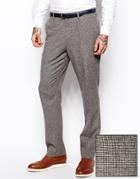 Asos Slim Fit Suit Pants In Brown Dogstooth - Brown