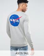 Asos Tall Sweatshirt With Nasa Print In Gray Marl - Gray