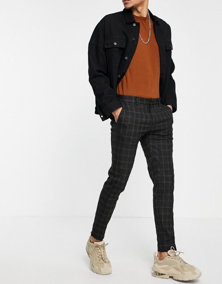 Asos Design Smart Super Skinny Pants In Black Check