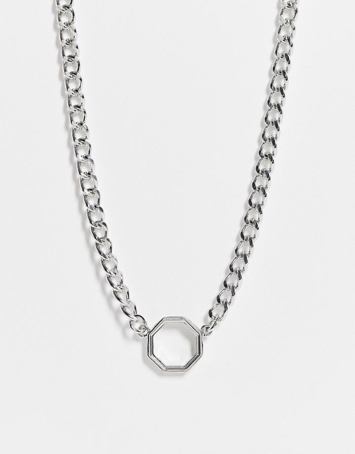 Designb Cut Out Chain Pendant In Silver