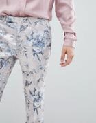 Twisted Tailor Super Skinny Suit Pants In Pink Metallic Floral Print - Pink