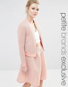 True Decadence Petite All Over Mesh Bomber - Peach
