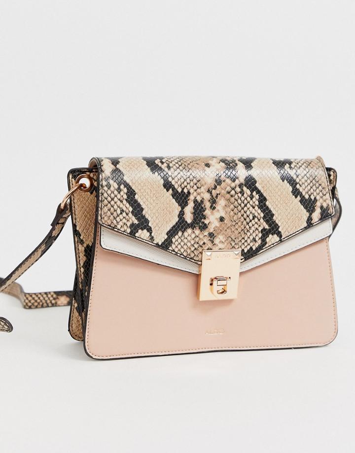 Aldo Kairen Snake Crossbody Bag In Blush-pink